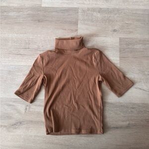 Zara mid sleeve light Brown Turtleneck Top size M
